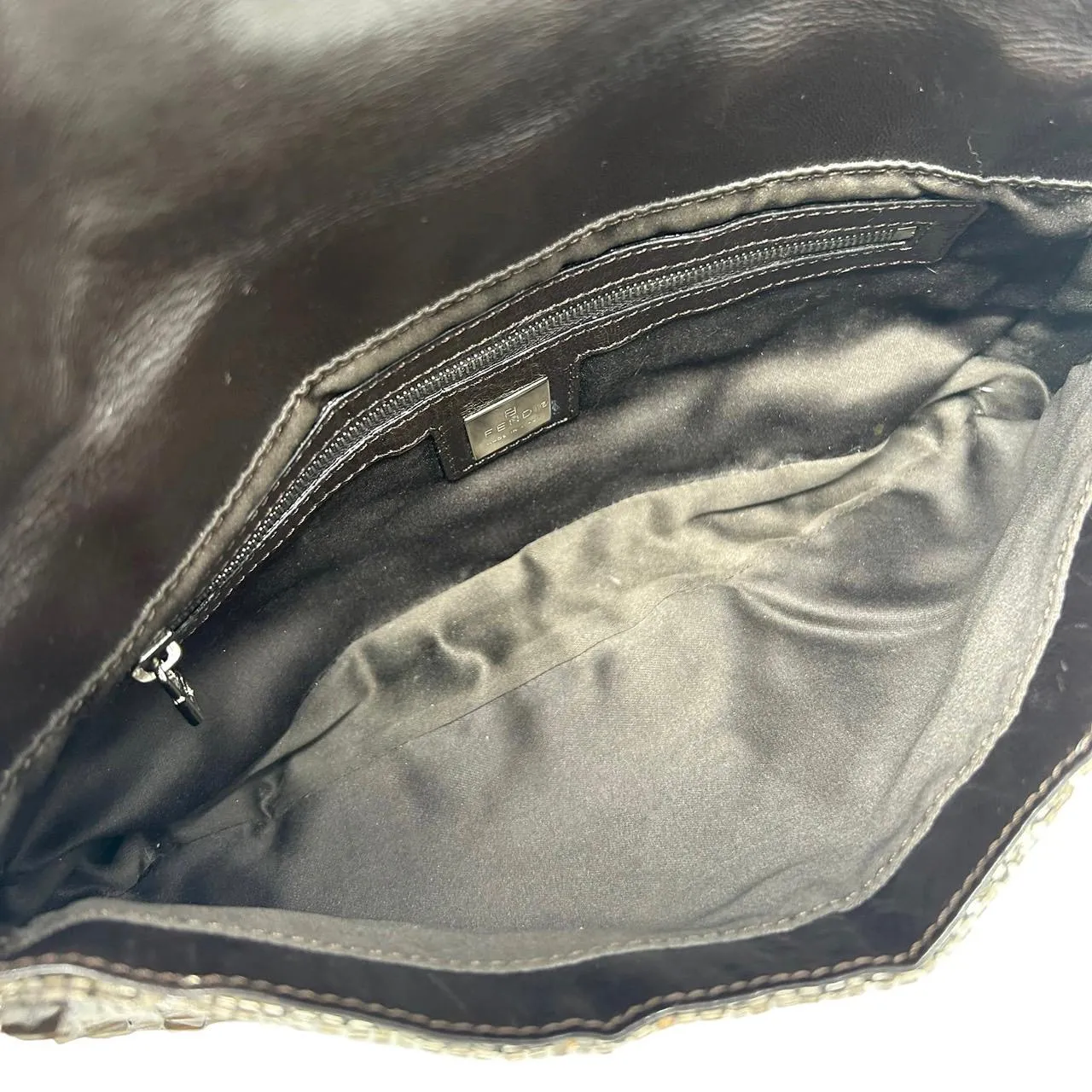 Fendi Brown Sequin Baguette Bag