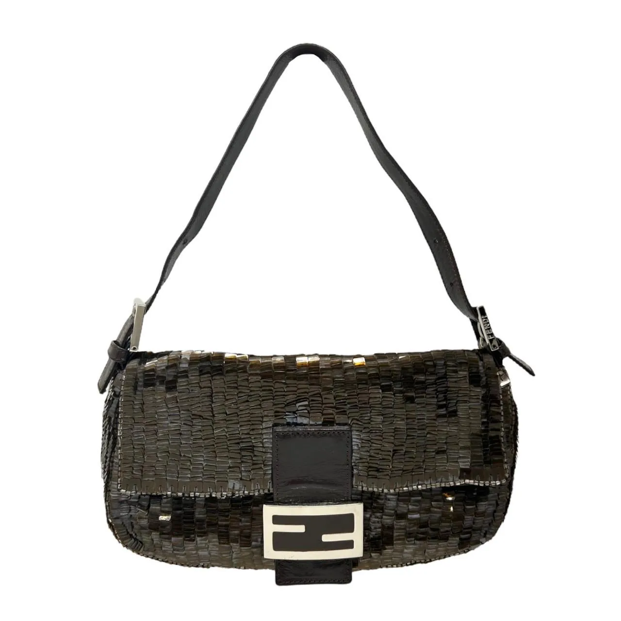 Fendi Brown Sequin Baguette Bag