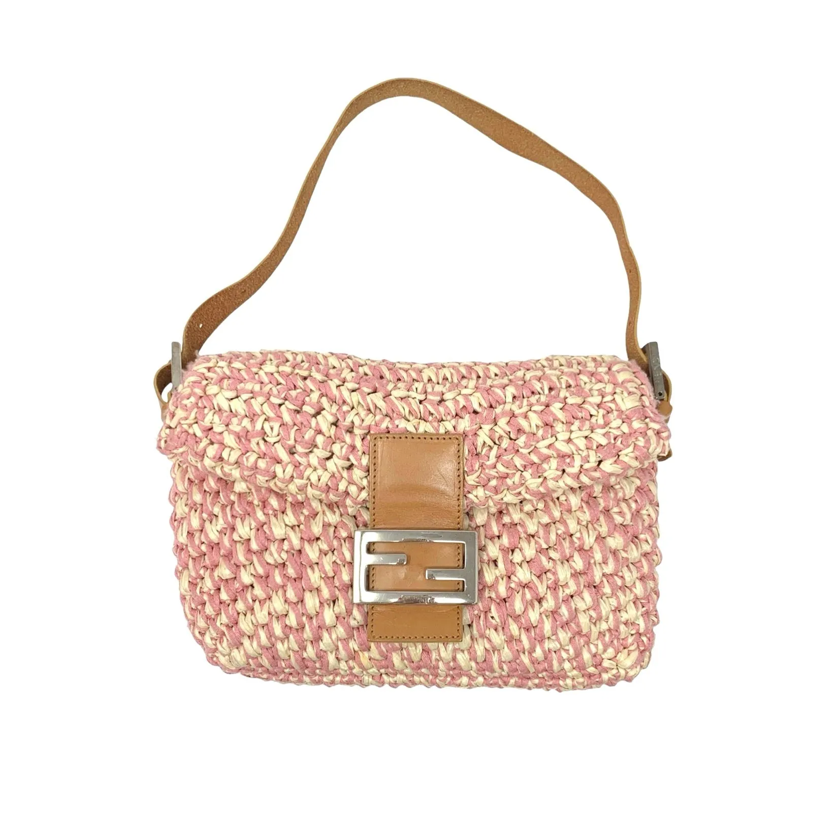 Fendi Pink Braided Baguette Bag