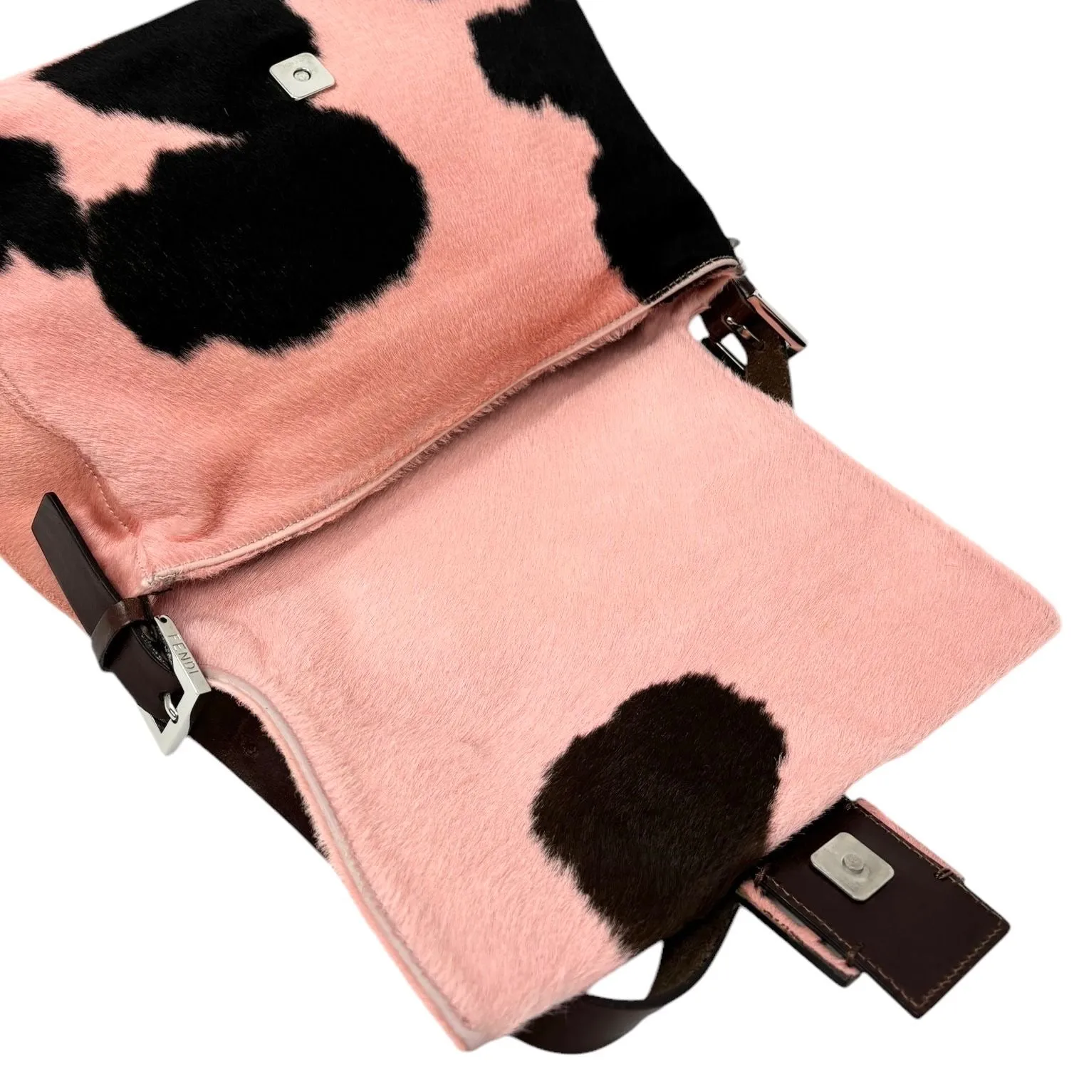 Fendi Pink Cow Print Mama Baguette Bag