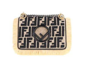 Fendi Small Kan I Raffia FF Shoulder Bag