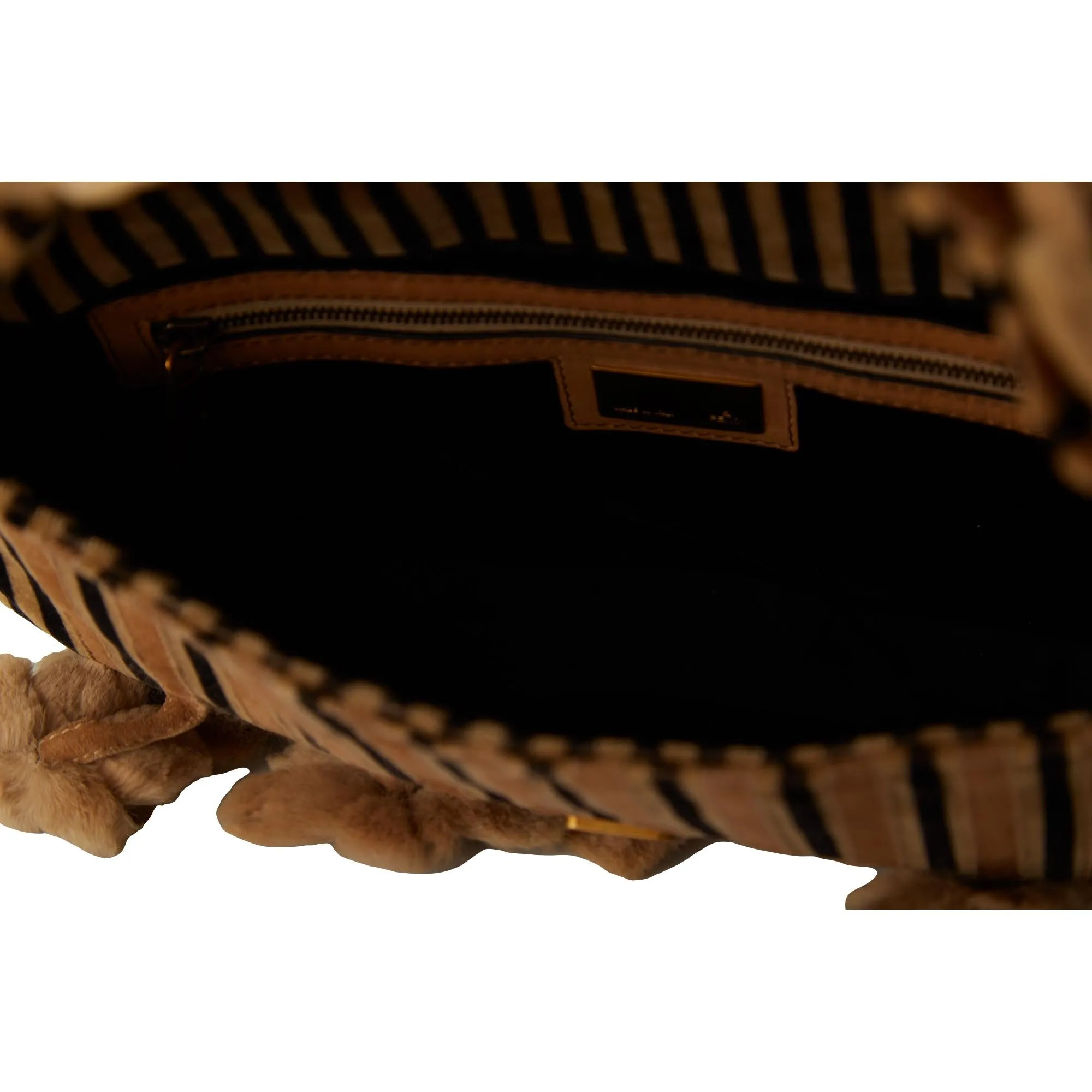 Fendi Striped Fur Flower Baguette