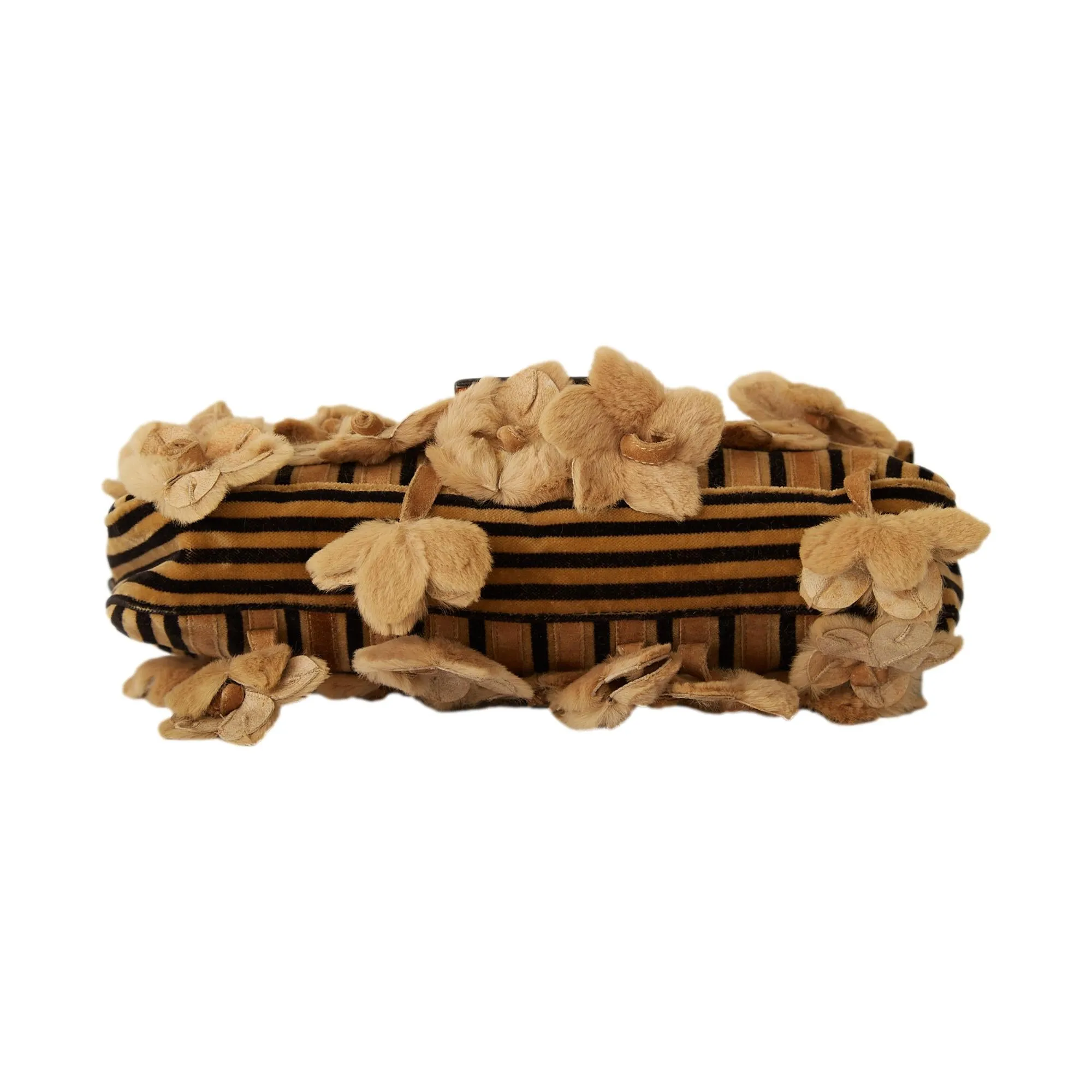 Fendi Striped Fur Flower Baguette
