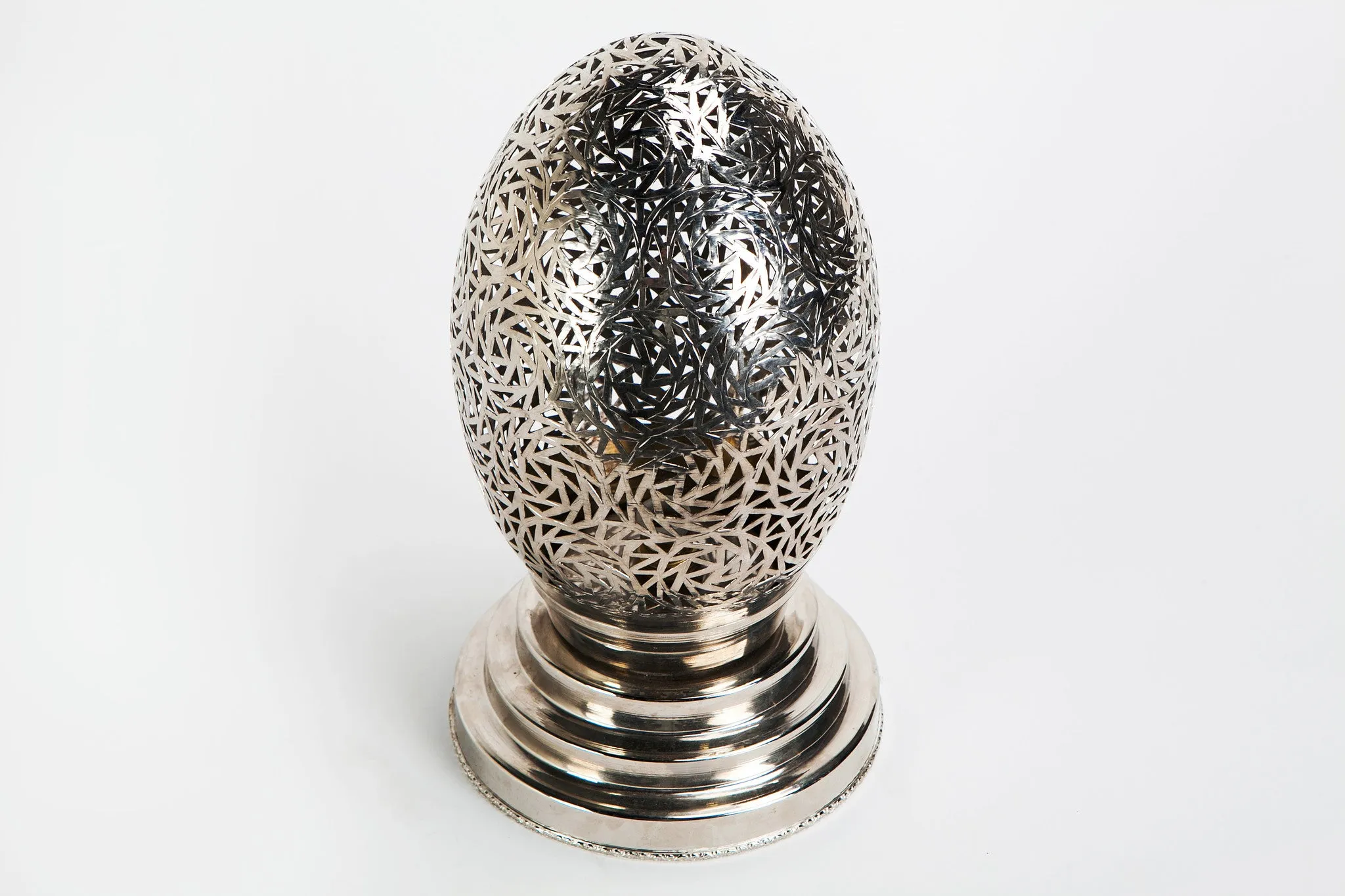 Fez Silver White Brass Egg Table Lamp