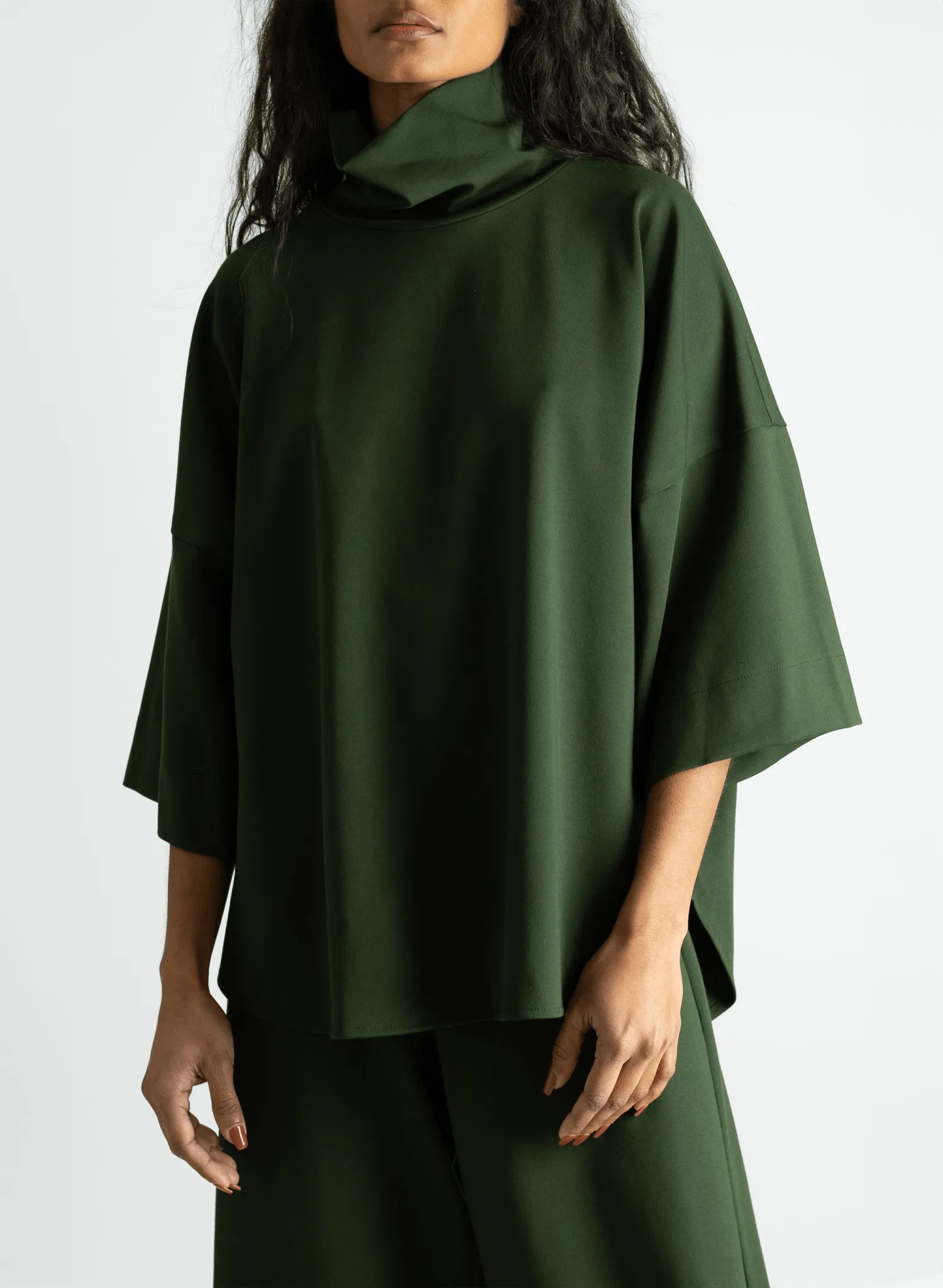 Flared Sleeve Turtleneck - Olive