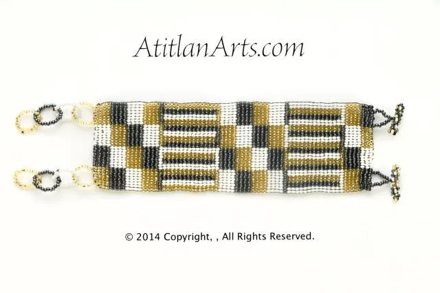 Flat Bracelet Gold, Black & White wide