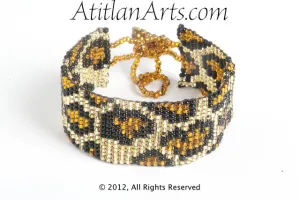 Flat Bracelet Leopard in Canela, Gold & Black narrow