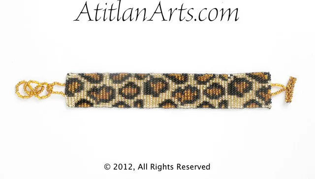 Flat Bracelet Leopard in Canela, Gold & Black narrow