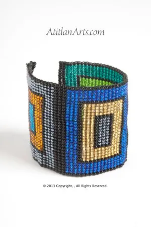 Flat Bracelet Squares Multicolored wide