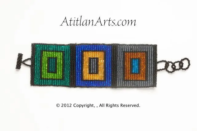 Flat Bracelet Squares Multicolored wide