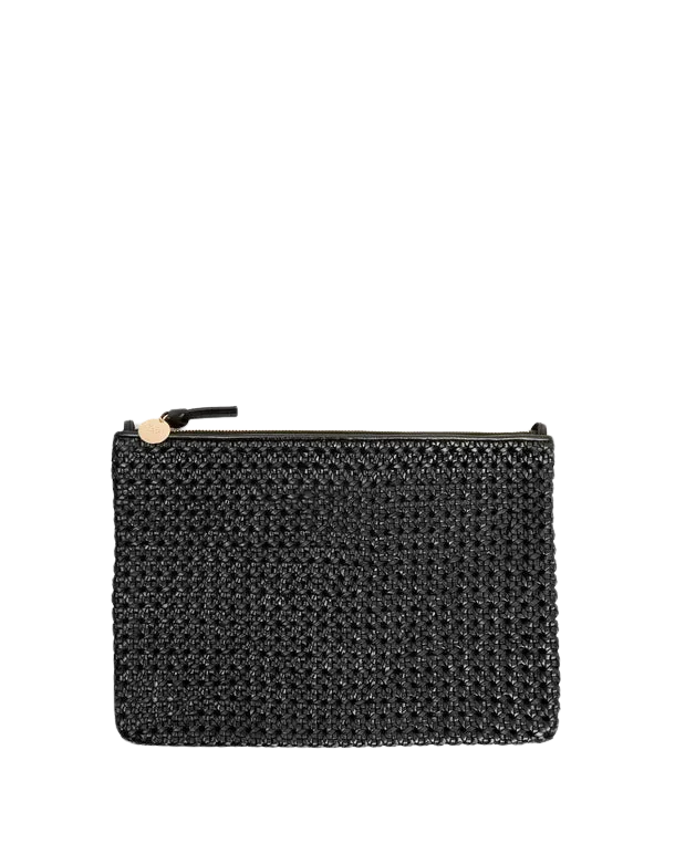 Flat Rattan Clutch in Black
