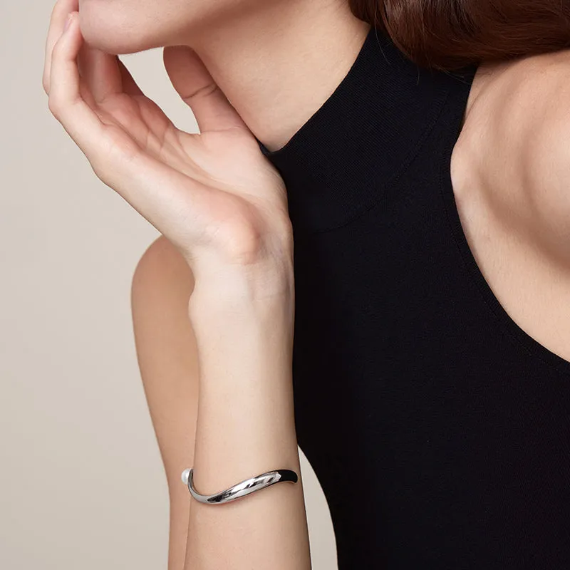 Floating Pearl Cuff Bracelet