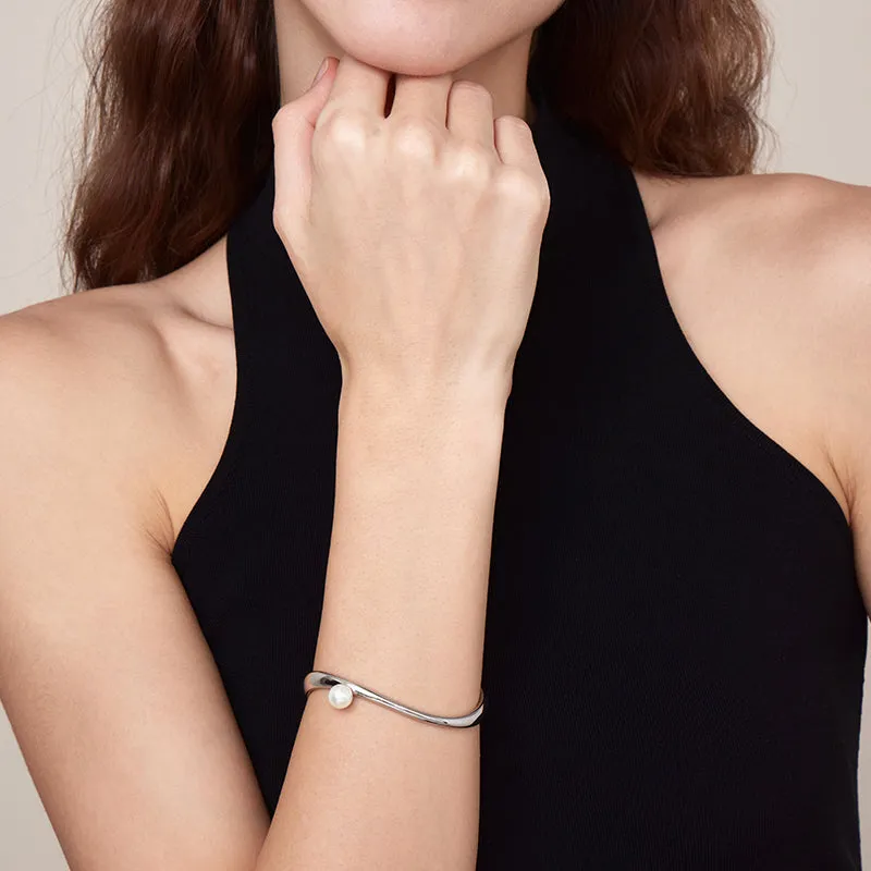 Floating Pearl Cuff Bracelet