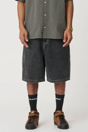 FOLDED CROWN BULL DENIM SHORT - DOUBLE DYE BLACK