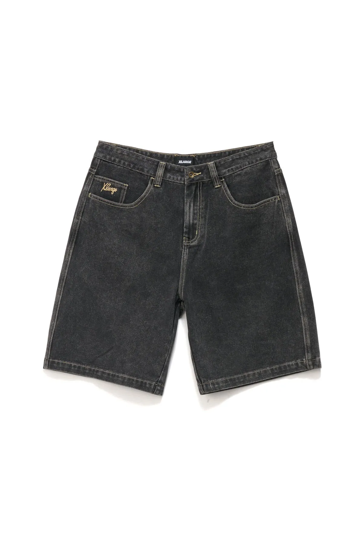 FOLDED CROWN BULL DENIM SHORT - DOUBLE DYE BLACK