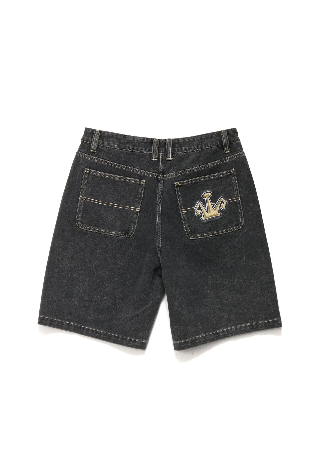 FOLDED CROWN BULL DENIM SHORT - DOUBLE DYE BLACK