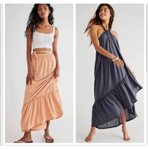 Free People Beach Endless Summer Convertible Maxi Skirt Peach Size Small​