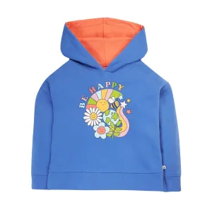 Frugi Lissie Oversized Hoodie Blue Be Happy