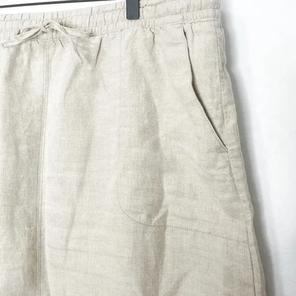 Garnet Hill Seaside Linen Maxi Skirt Khaki 100% Linen Maxi Skirt Size 18 Pockets