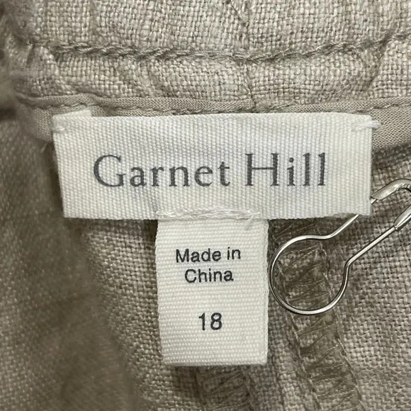 Garnet Hill Seaside Linen Maxi Skirt Khaki 100% Linen Maxi Skirt Size 18 Pockets