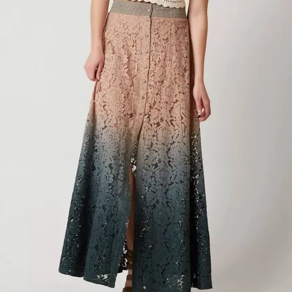 Gimmicks by BKE Lace Ombré Maxi Skirt Rare