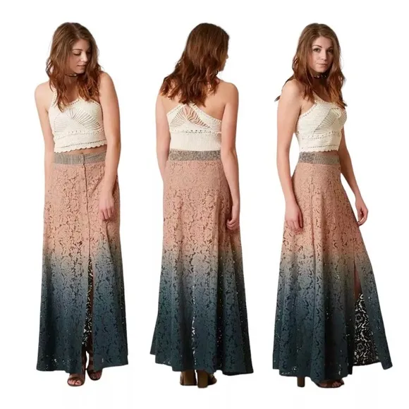 Gimmicks by BKE Lace Ombré Maxi Skirt Rare