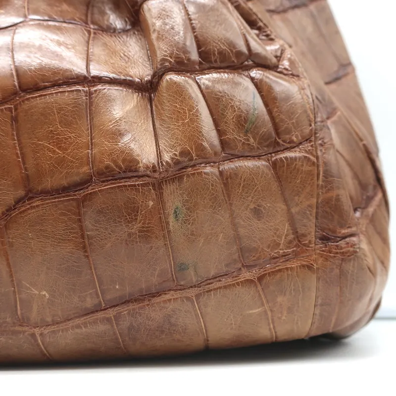 Giorgio Armani Crocodile Bucket Bag Brown Medium Shoulder Bag