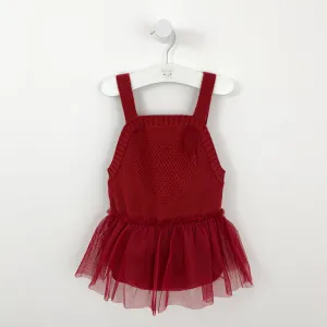 Girls Red Knitted Romper