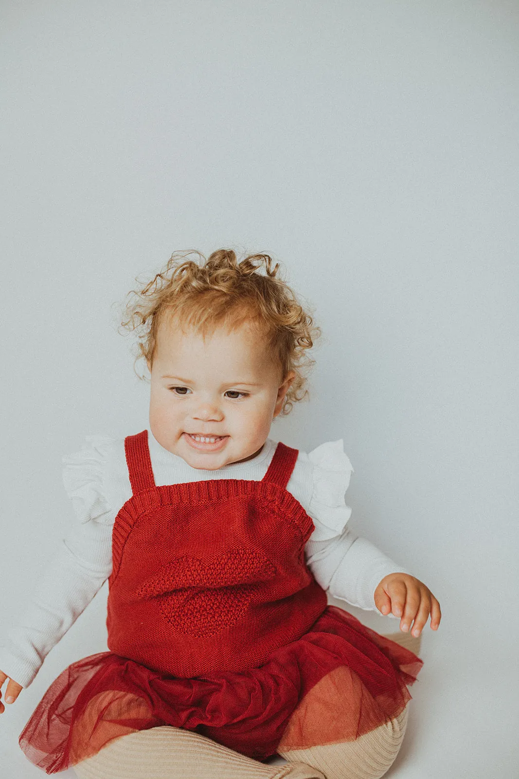 Girls Red Knitted Romper