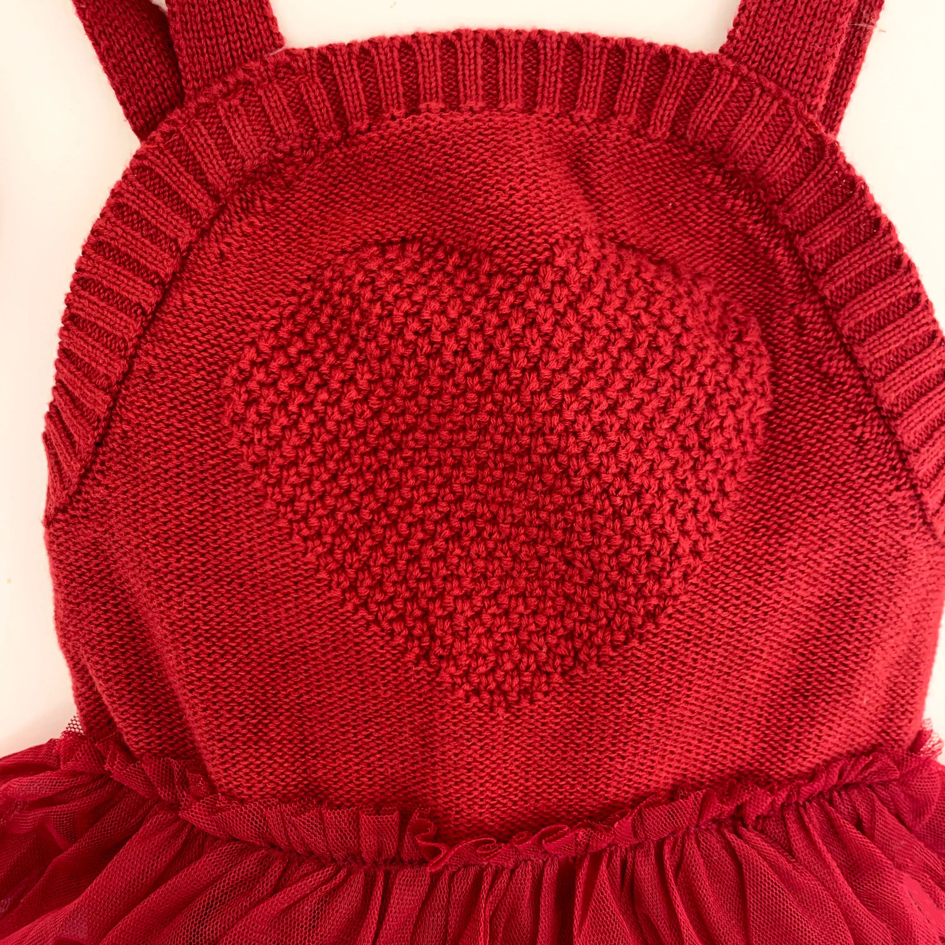 Girls Red Knitted Romper