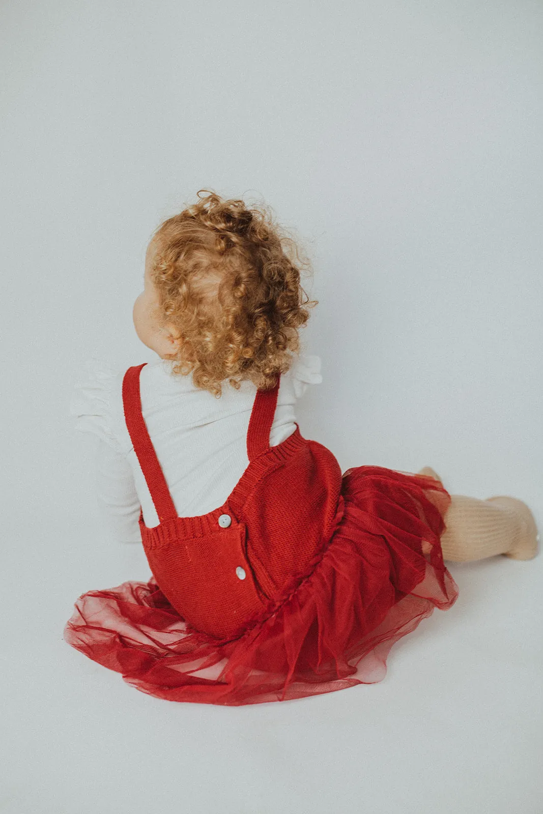 Girls Red Knitted Romper
