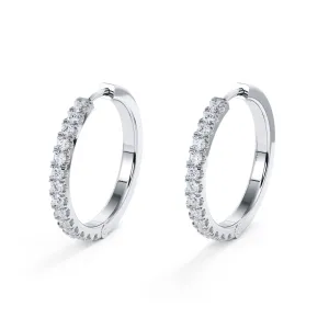 Glittering Snow Lever Back Earrings 2 Natural Diamonds in White Gold