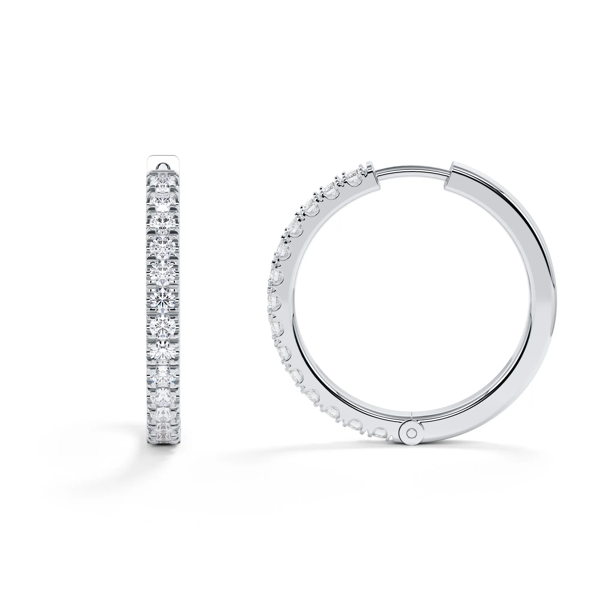 Glittering Snow Lever Back Earrings 2 Natural Diamonds in White Gold