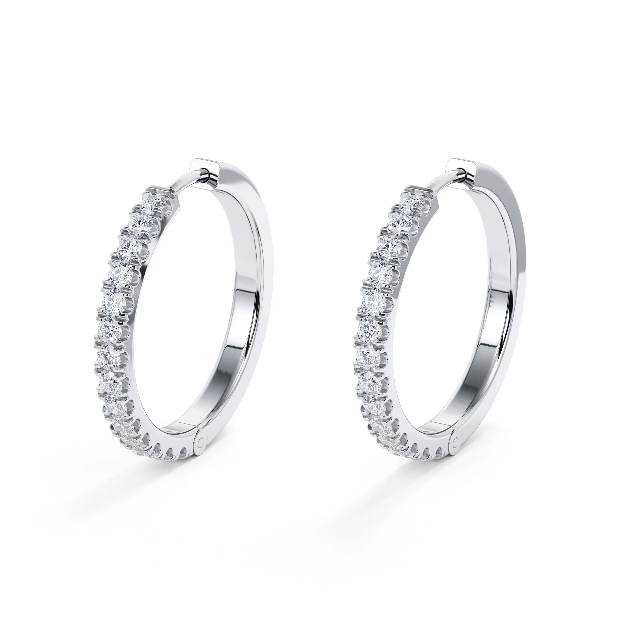 Glittering Snow Lever Back Earrings 2 Natural Diamonds in White Gold