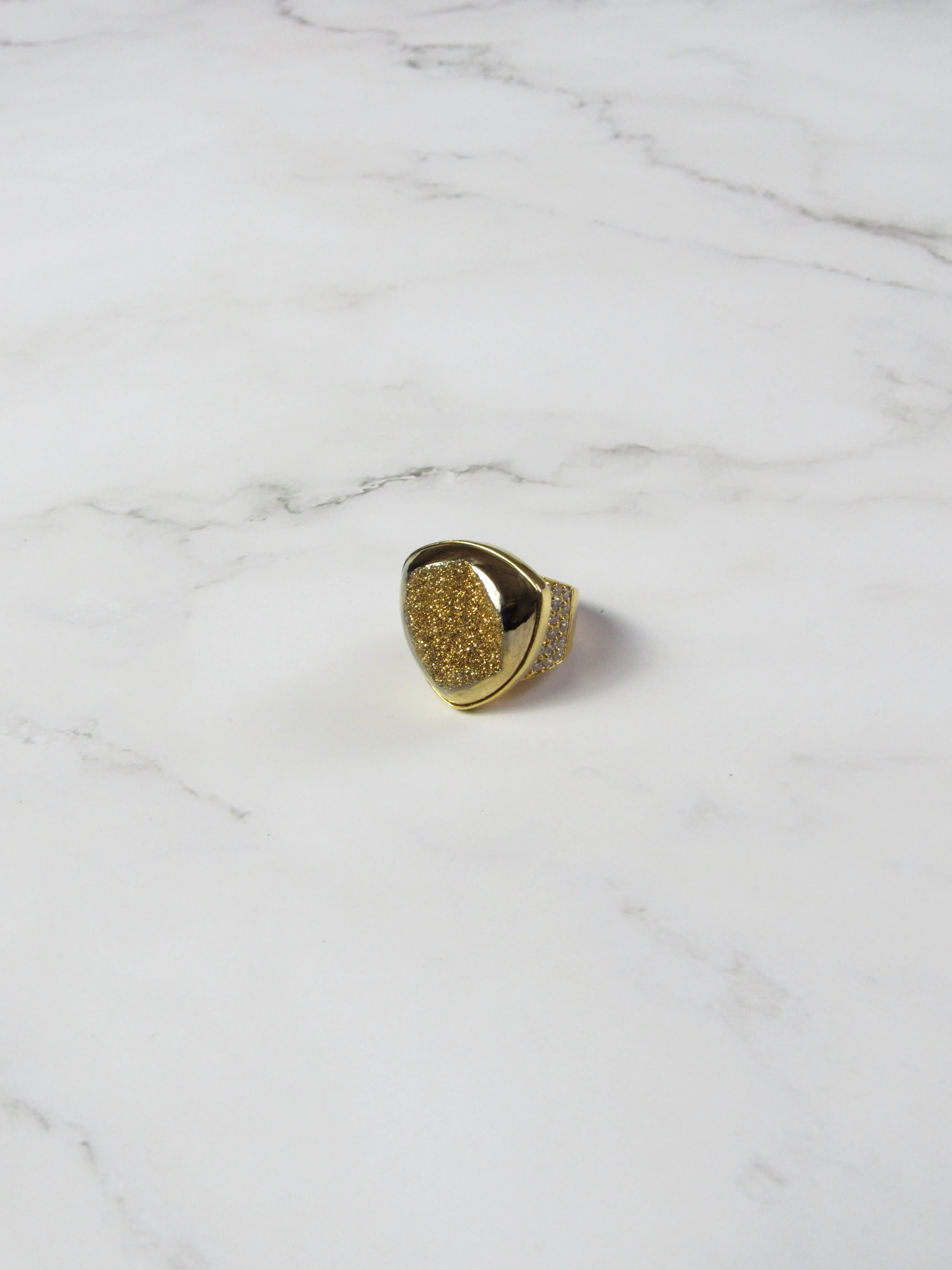 Gold Crush Calcite Statement Ring