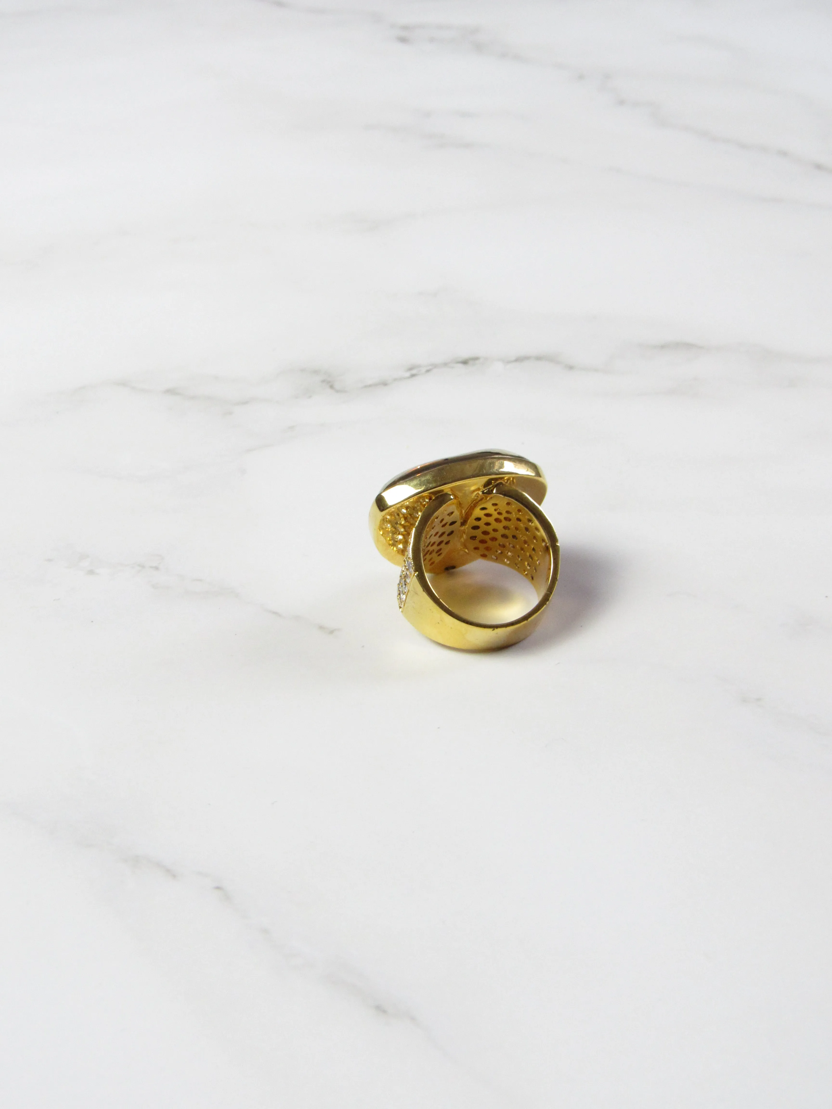 Gold Crush Calcite Statement Ring