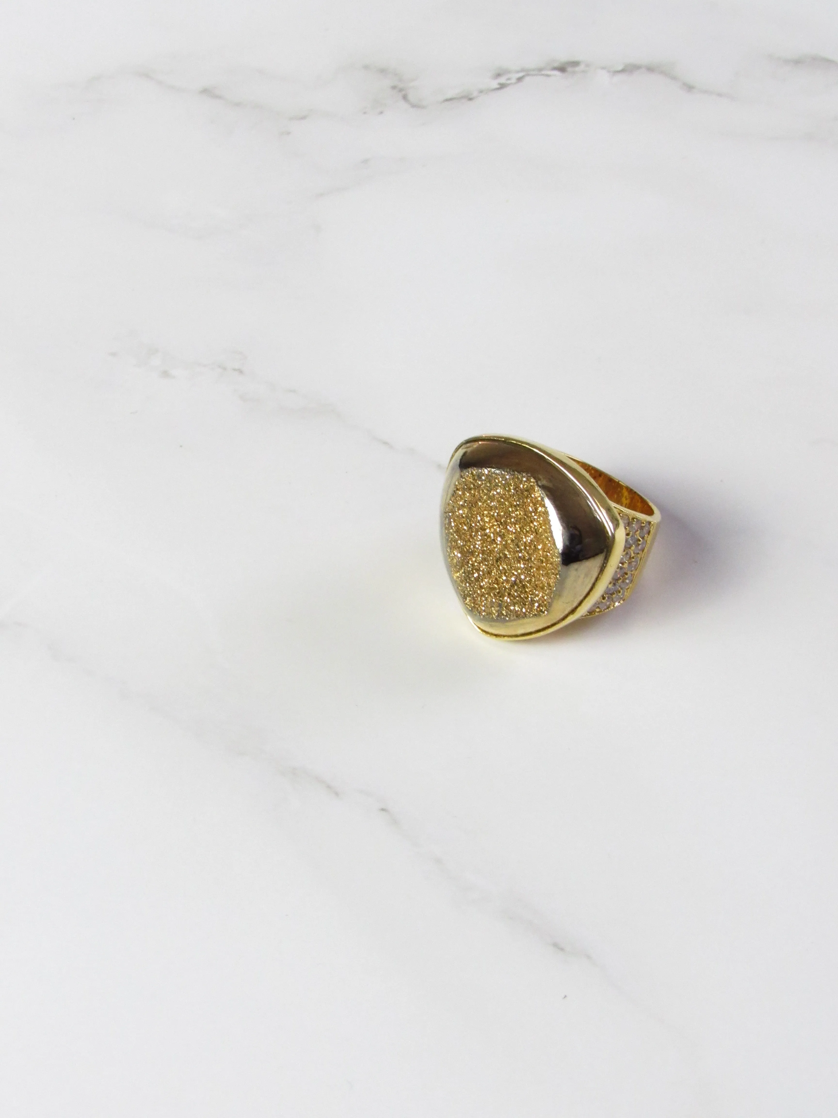 Gold Crush Calcite Statement Ring