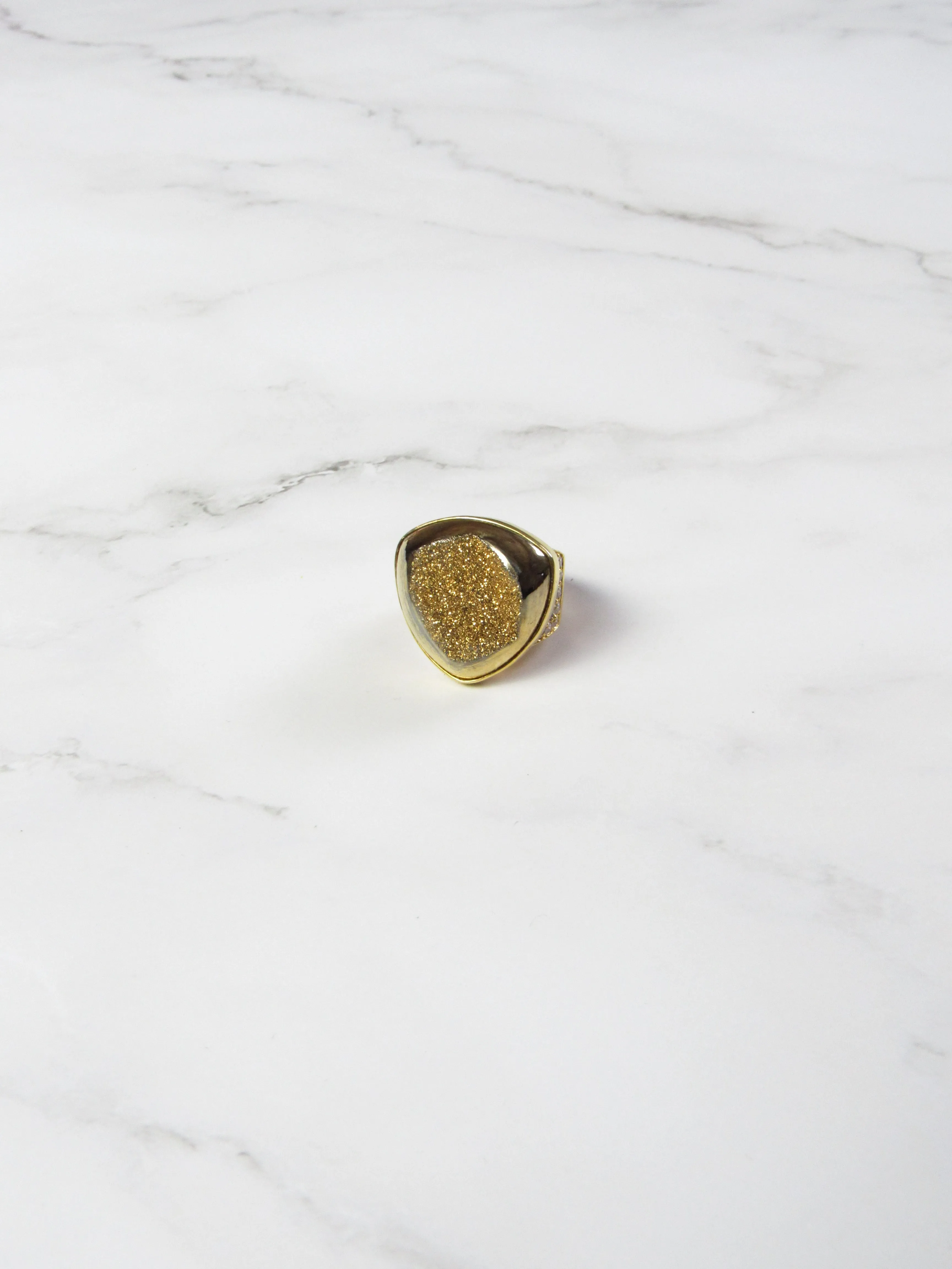 Gold Crush Calcite Statement Ring
