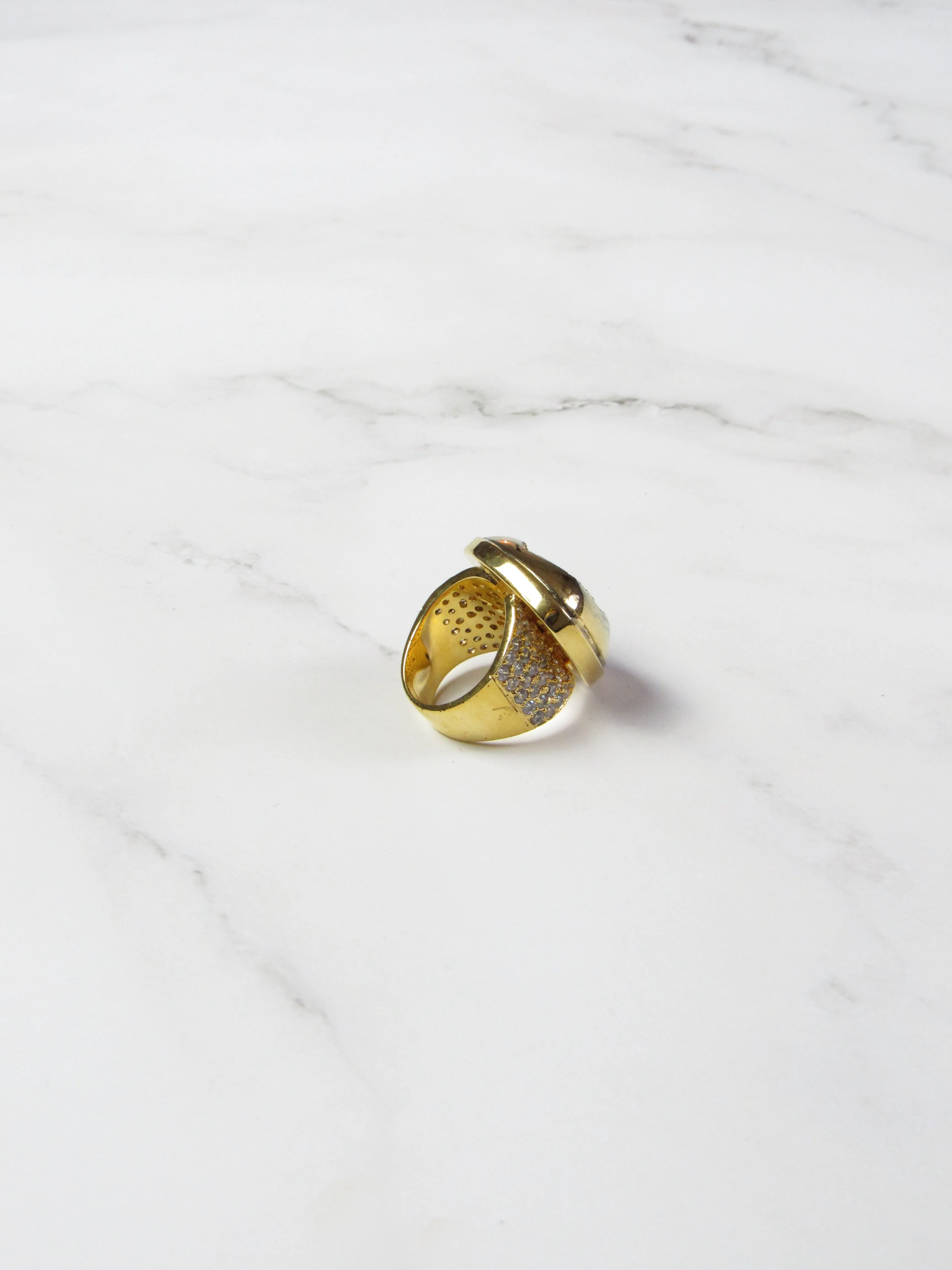 Gold Crush Calcite Statement Ring