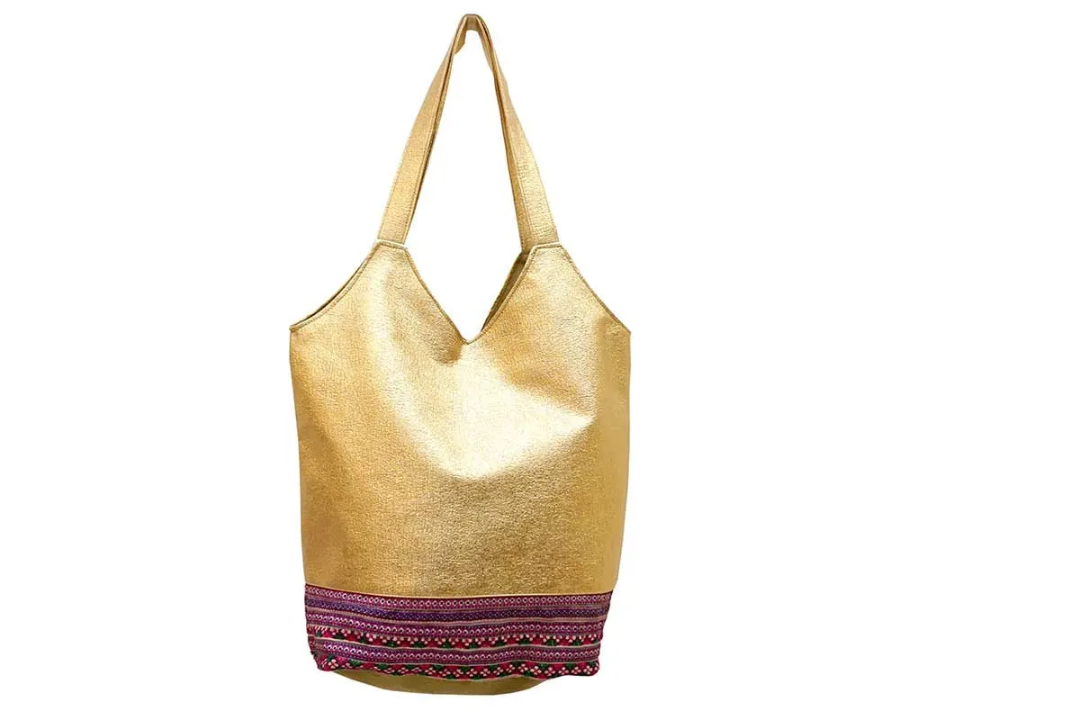 Gold Embroidered Tote Bag