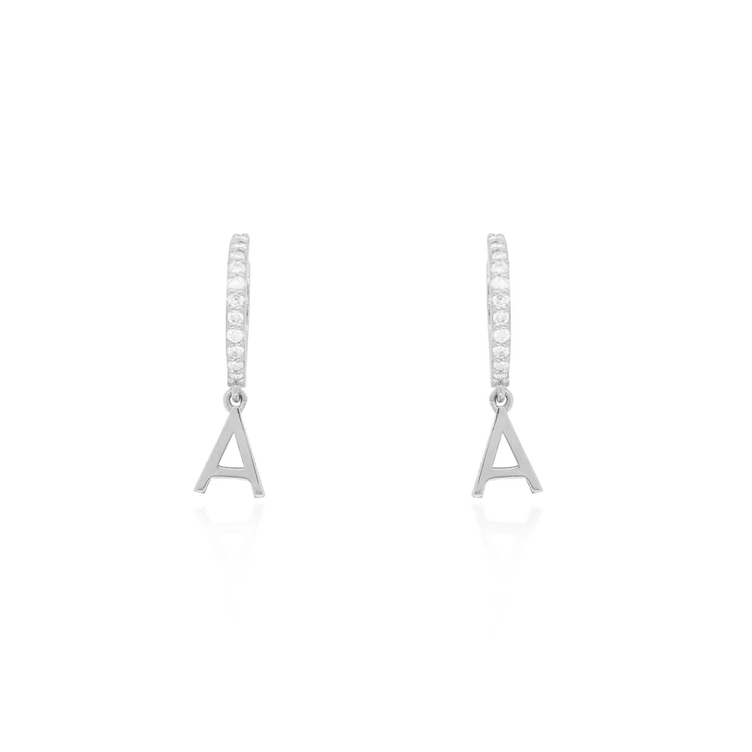 Gold Initial Drop Diamond Huggie Earrings