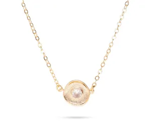 Gold Plated Organic Round CZ Necklace