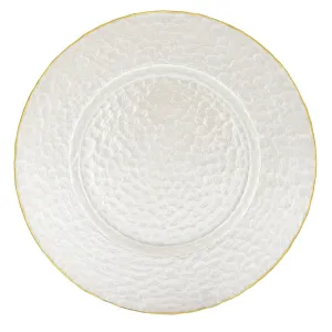 Gold Rim Hand Crafted Pearl Glass Charger