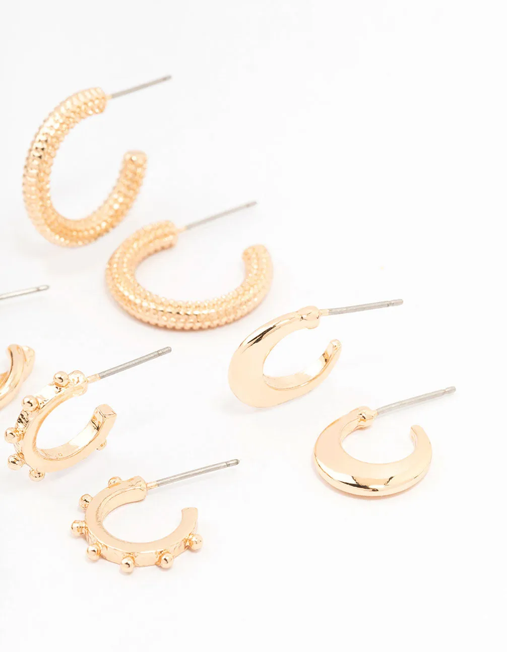 Gold Spike Huggie Earrings 6-Pack
