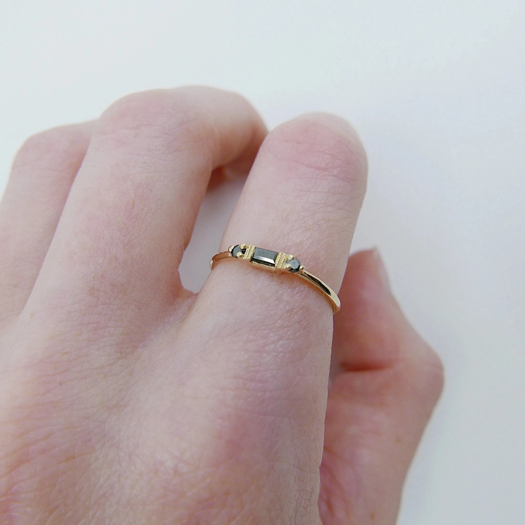 Grand Baguette Blackout Black Diamond Ring