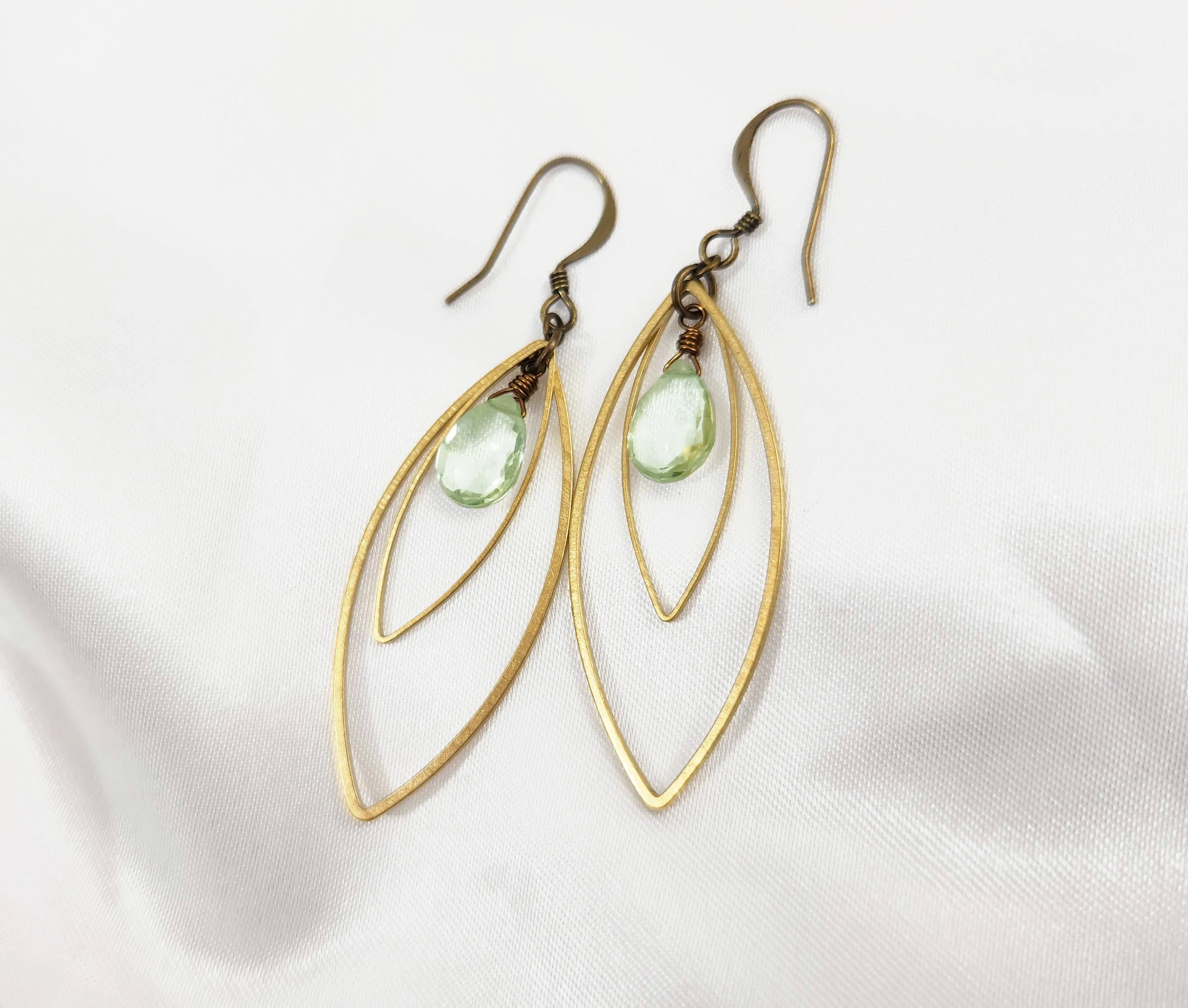 Green Amethyst Double Marquis Earrings