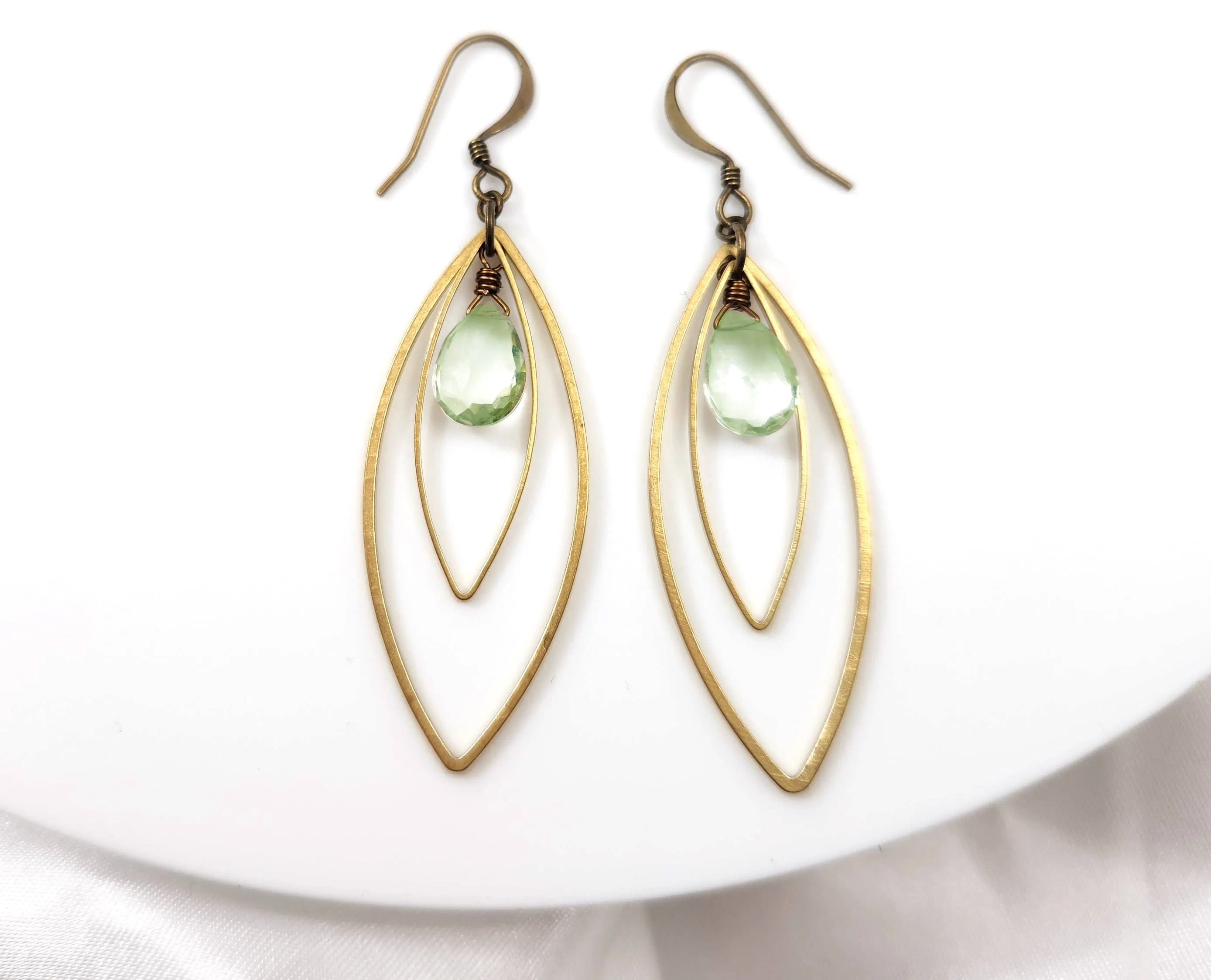 Green Amethyst Double Marquis Earrings