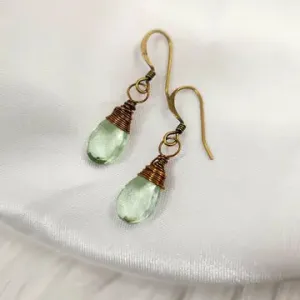 Green Amethyst Droplet Earrings