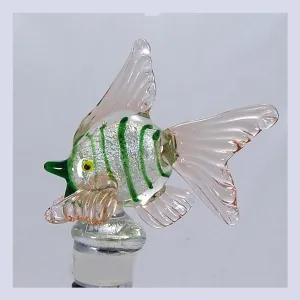 Green Fish w/silver foil Hand Crafted Bottle Stopper