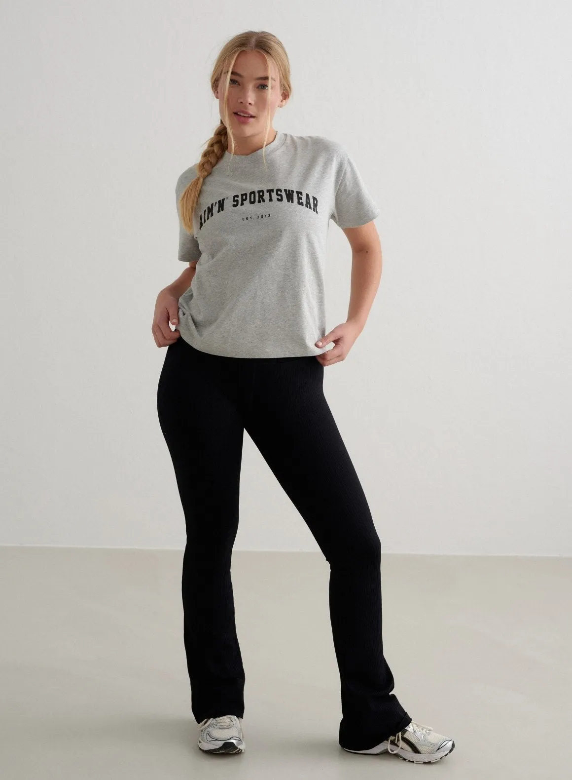 Grey Melange Varsity Boxy T-shirt